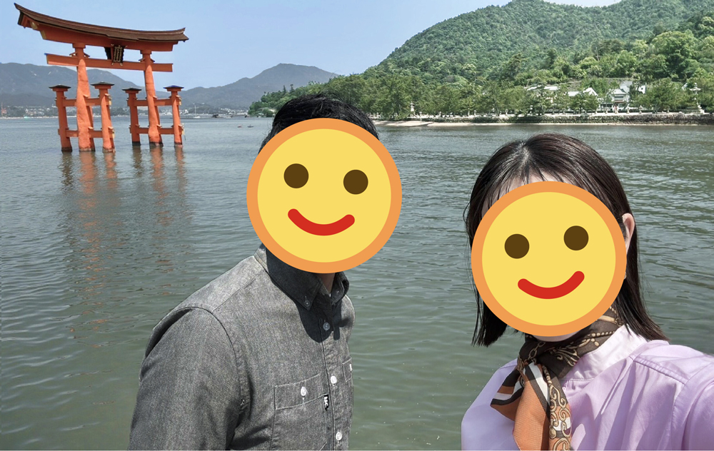 広島でデートしている二人